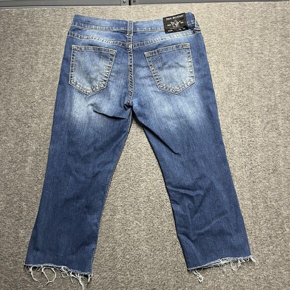 True Religion Geno Relaxed Slim Jeans Men's 36X24 Blue Denim Pants Raw Hem - Picture 5 of 9